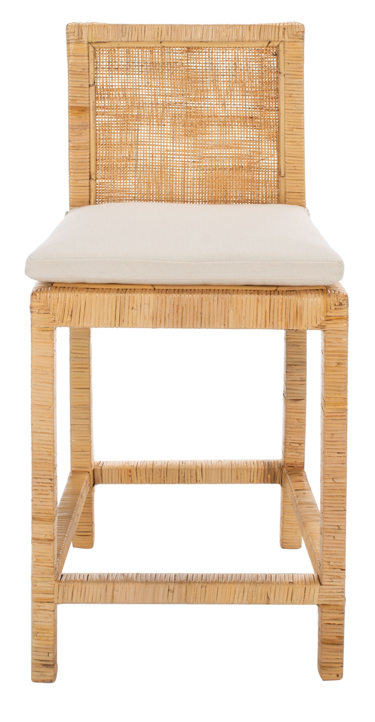 Tojo Cane Counter Stool W/ Cushion - White/Natural - Image 0
