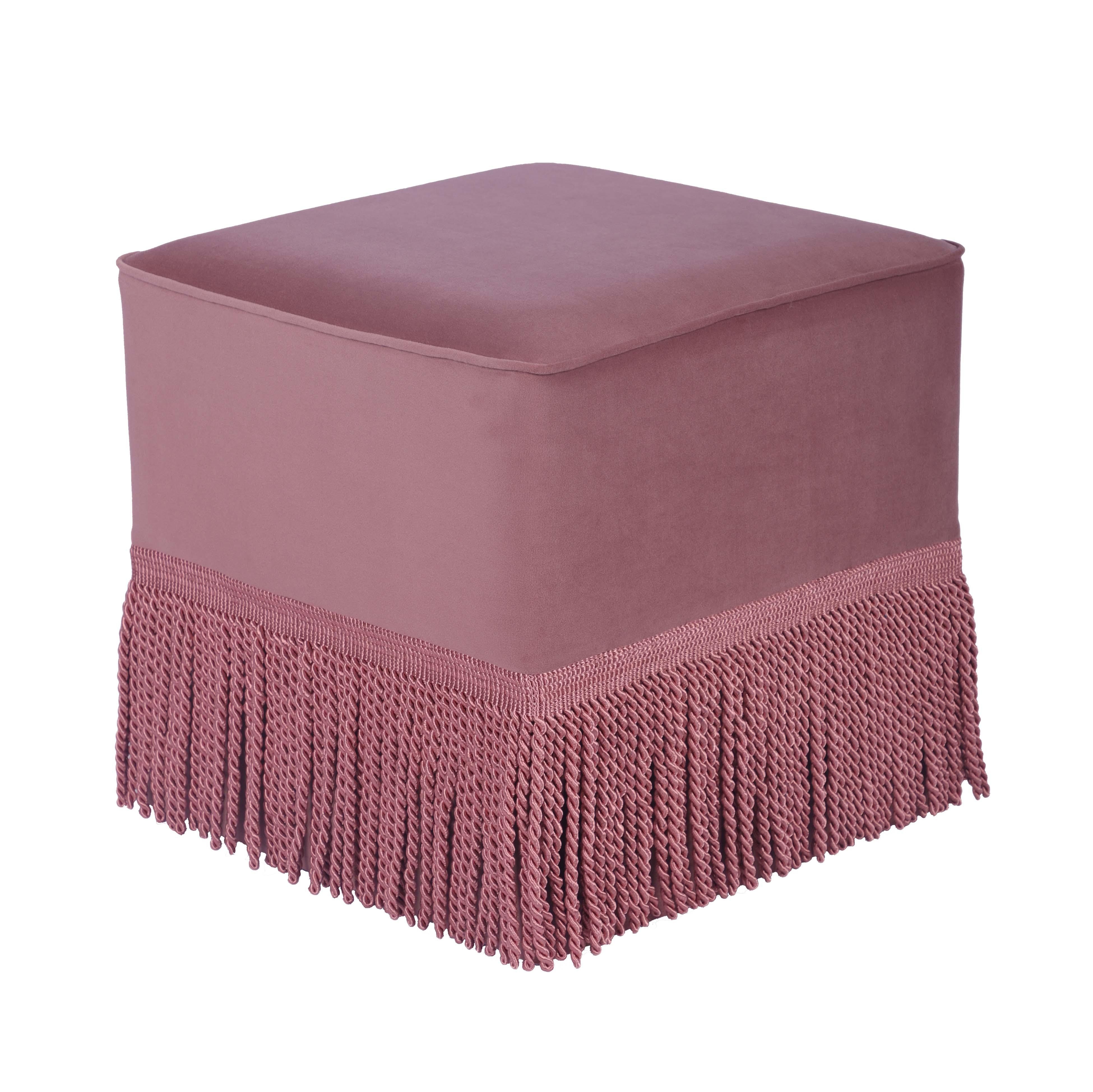 Fenn Mauve Velvet Ottoman - Image 3