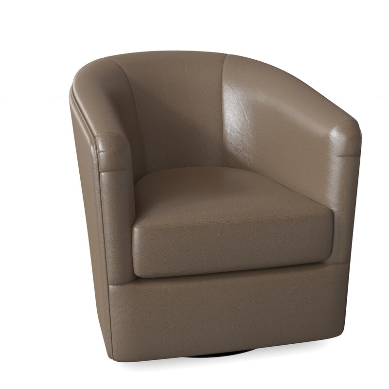 Omnia Leather Bella Swivel 18" Armchair Body Fabric: Eugene High Plains, Motion Type: Standard with Swivel Ring Base - Image 0
