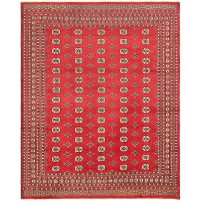 One-of-a-Kind Valcour Hand-Knotted 2010s Bokhara Red/Beige 9'2" x 11'7" Wool Area Rug - Image 0