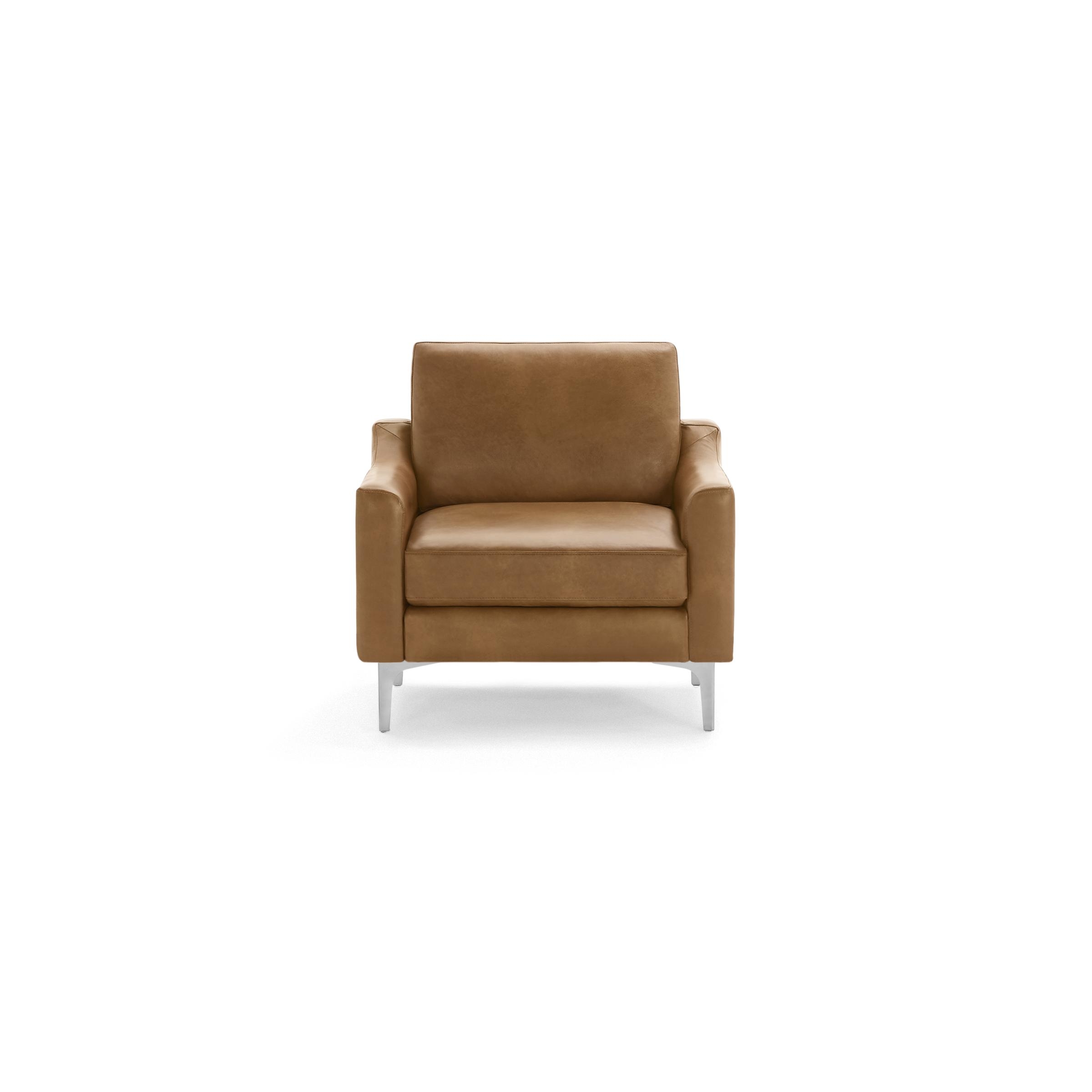 Nomad Leather Club Chair in Camel, Chrome Legs - Image 0