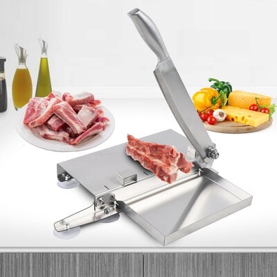 Manual Small Ribs Meat Chopper Slicer Stainless Steel Cartilage Cutter W/tray - Image 0