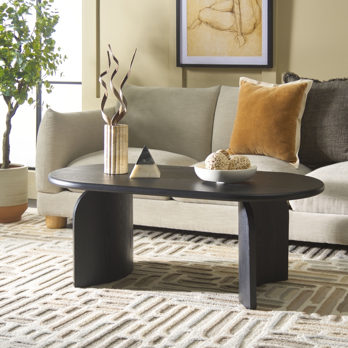Chakun Coffee Table - Black - Safavieh - Image 1