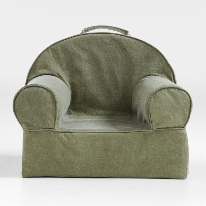 Small Cyprus Green Organic Cotton Kids Lounge Nod Chair - Image 1