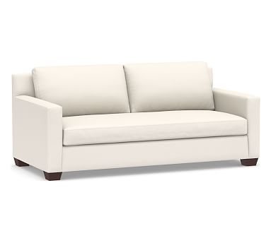 York Square Arm Upholstered Sofa 80.5" with Bench Cushion, Down Blend Wrapped Cushions, Performance Chateau Basketweave Ivory - Image 0