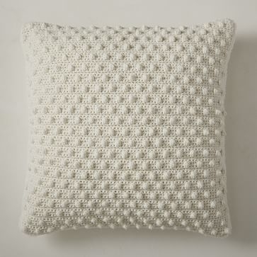 Popcorn Knit Pillow Cover, 24"x24", Alabaster - Image 0