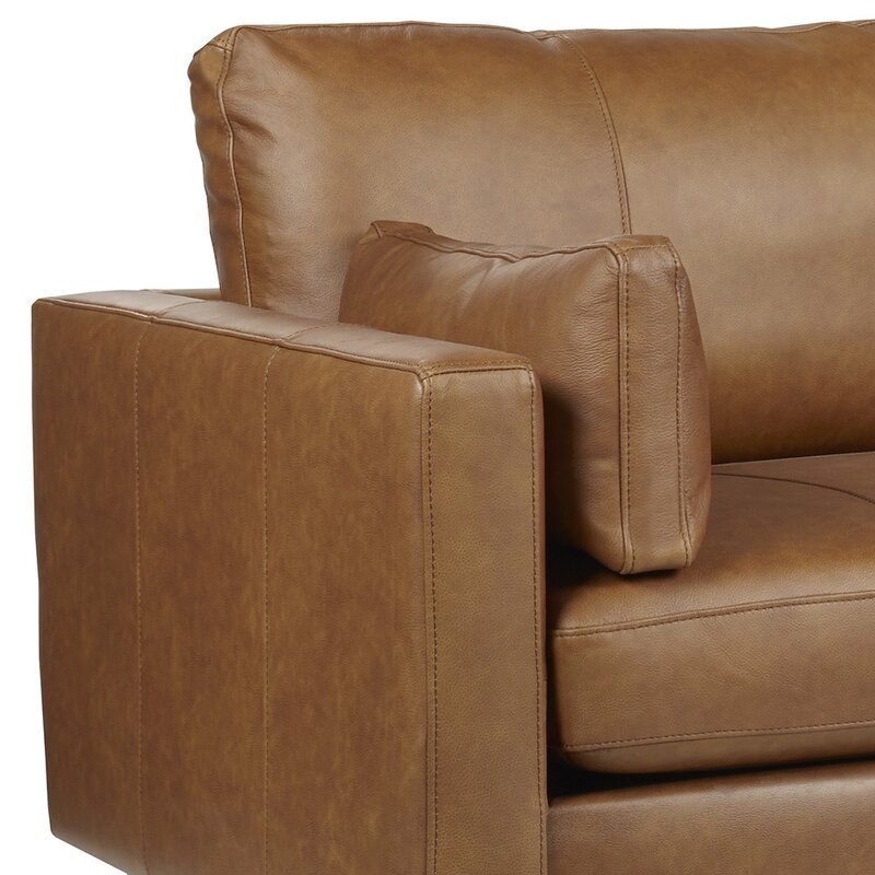 Gaia 81'' Genuine Leather Square Arm Sofa, Brown & Espresso - Image 3