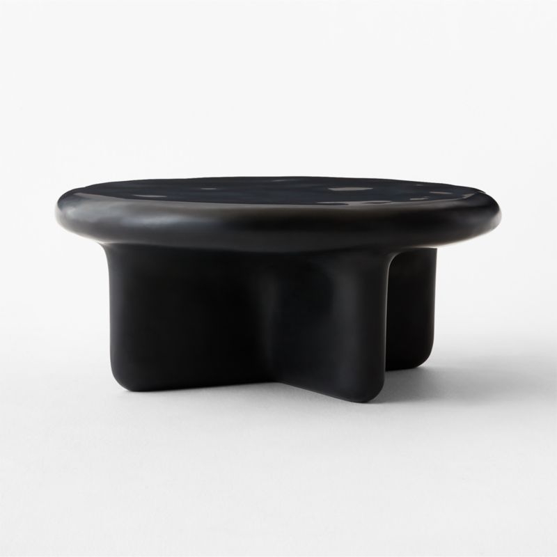Bodene 36" Round Black Resin Coffee Table - Image 2