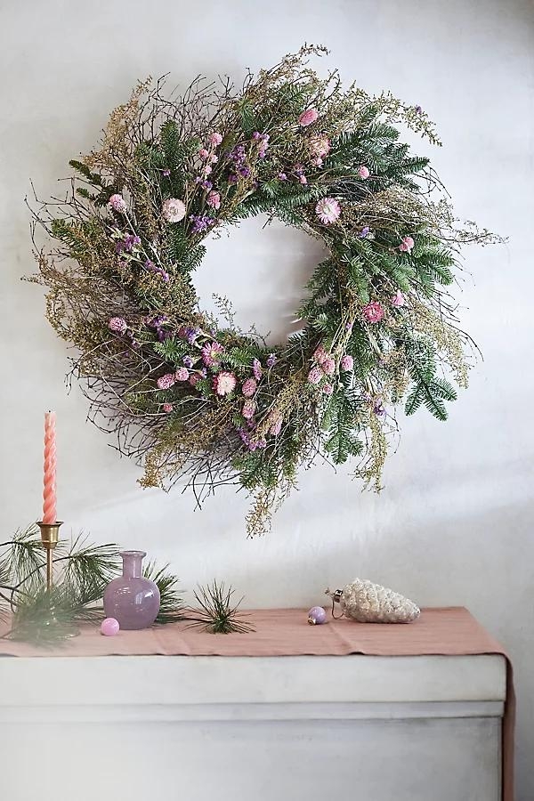 Fresh Noble Fir + Amaranth Wreath - Image 0