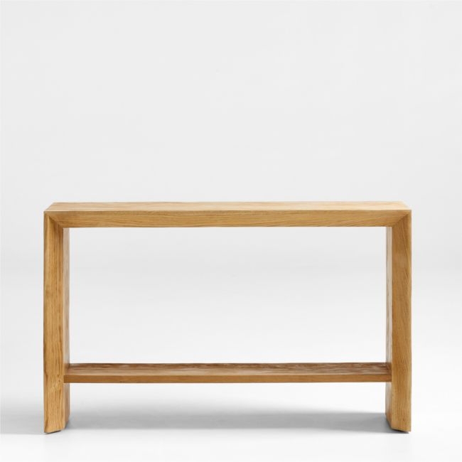 Baja 54" Rectangular Natural Oak Wood Console Table with Shelf - Image 0