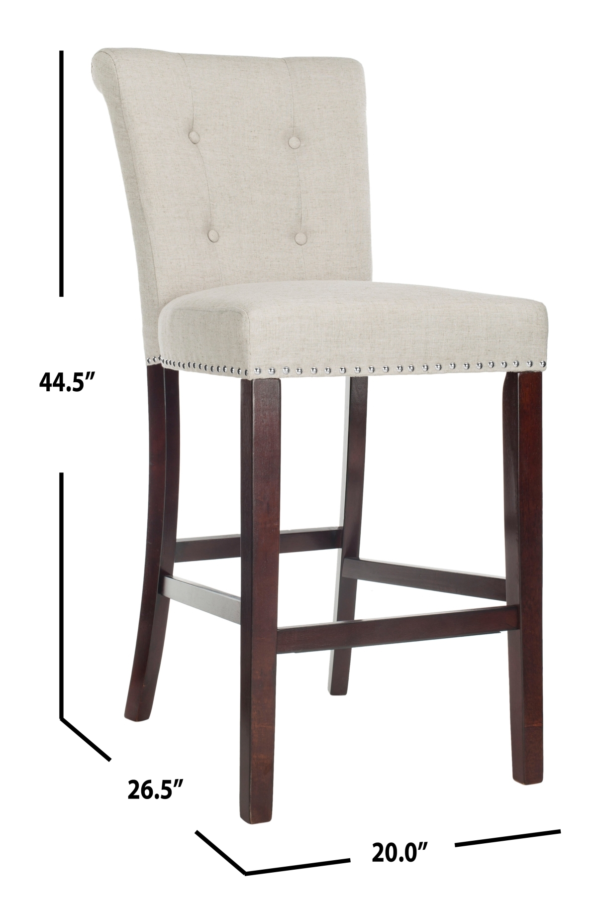 Taylor Bar Stool - Light Grey / Espresso - Safavieh - Image 7