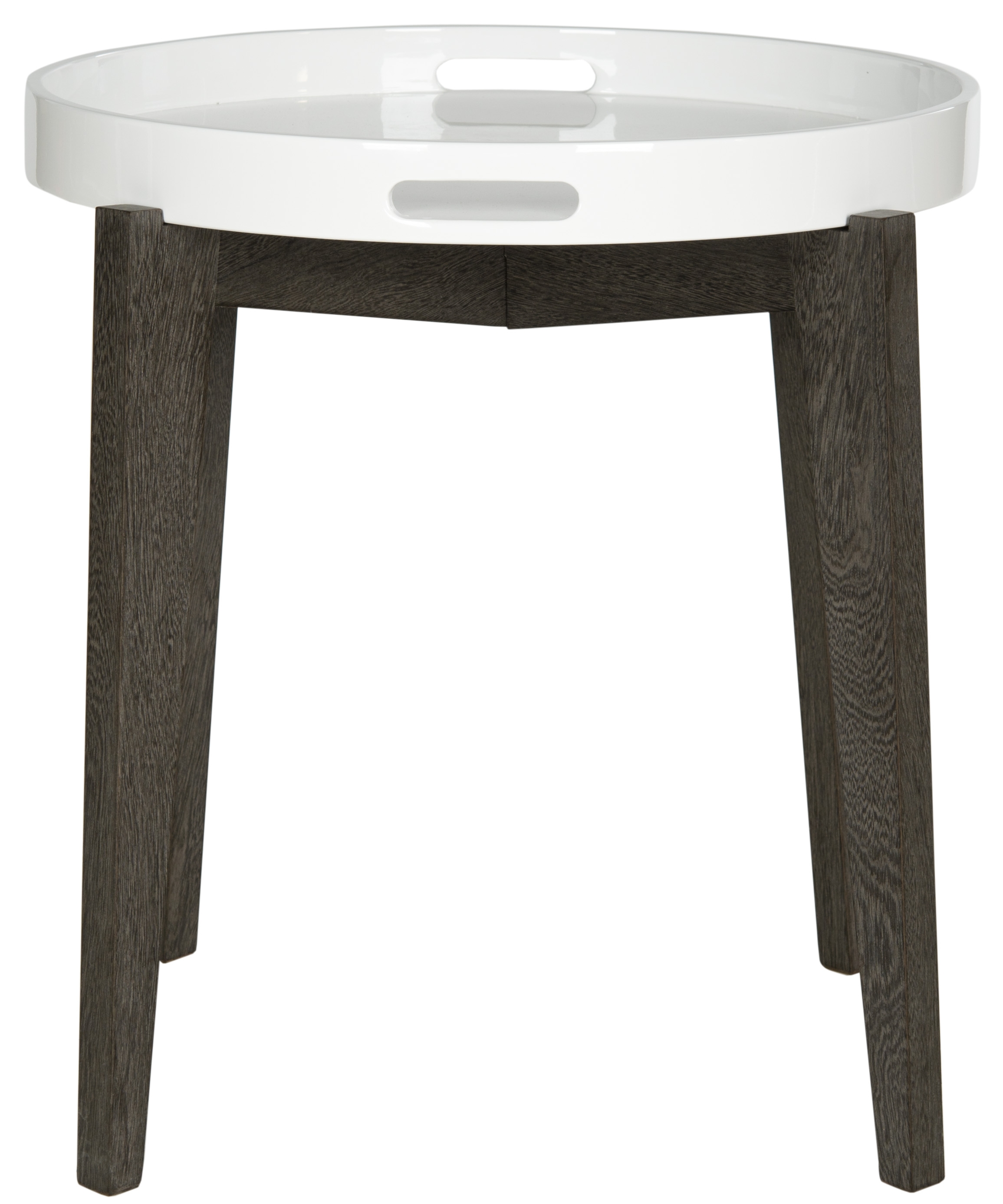 Ben Mid Century Lacquer Tray Top Side Table - White/Brown - Arlo Home - Image 0