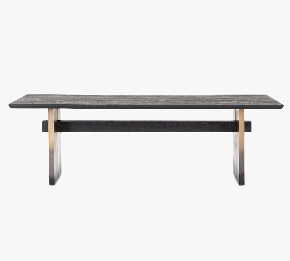 Anderson Dining Table, Ombre Antique Brass & Worn Black Oak - Image 0