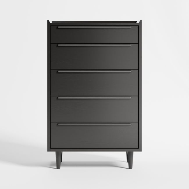 Tate Black 5-Drawer Chest - Image 0