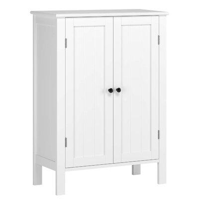 Bathroom Floor Cabinet, Free Standing Side Cabinet Storage Organizer With Double Doors And Adjustable Shelf For Home Office 22.8 X 11 X 31.5 Inches - Image 0