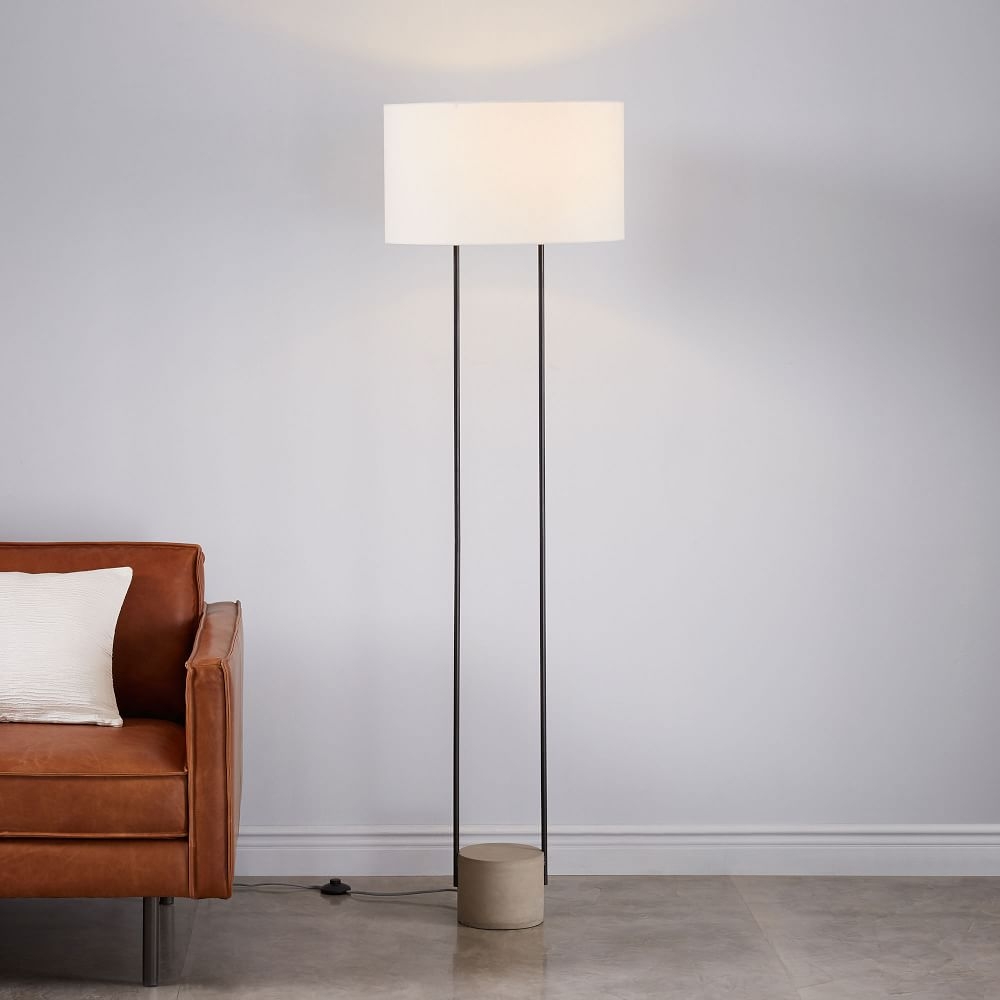 Industrial Outline Floor Lamp Concrete White Linen (67") - Image 1