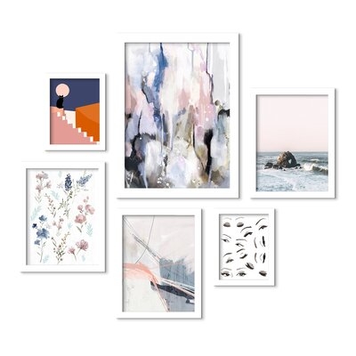 Contemporary Eyes Ocean Botanical Abstract Art - 6 Piece Picture Frame Print Set on Paper - Image 0