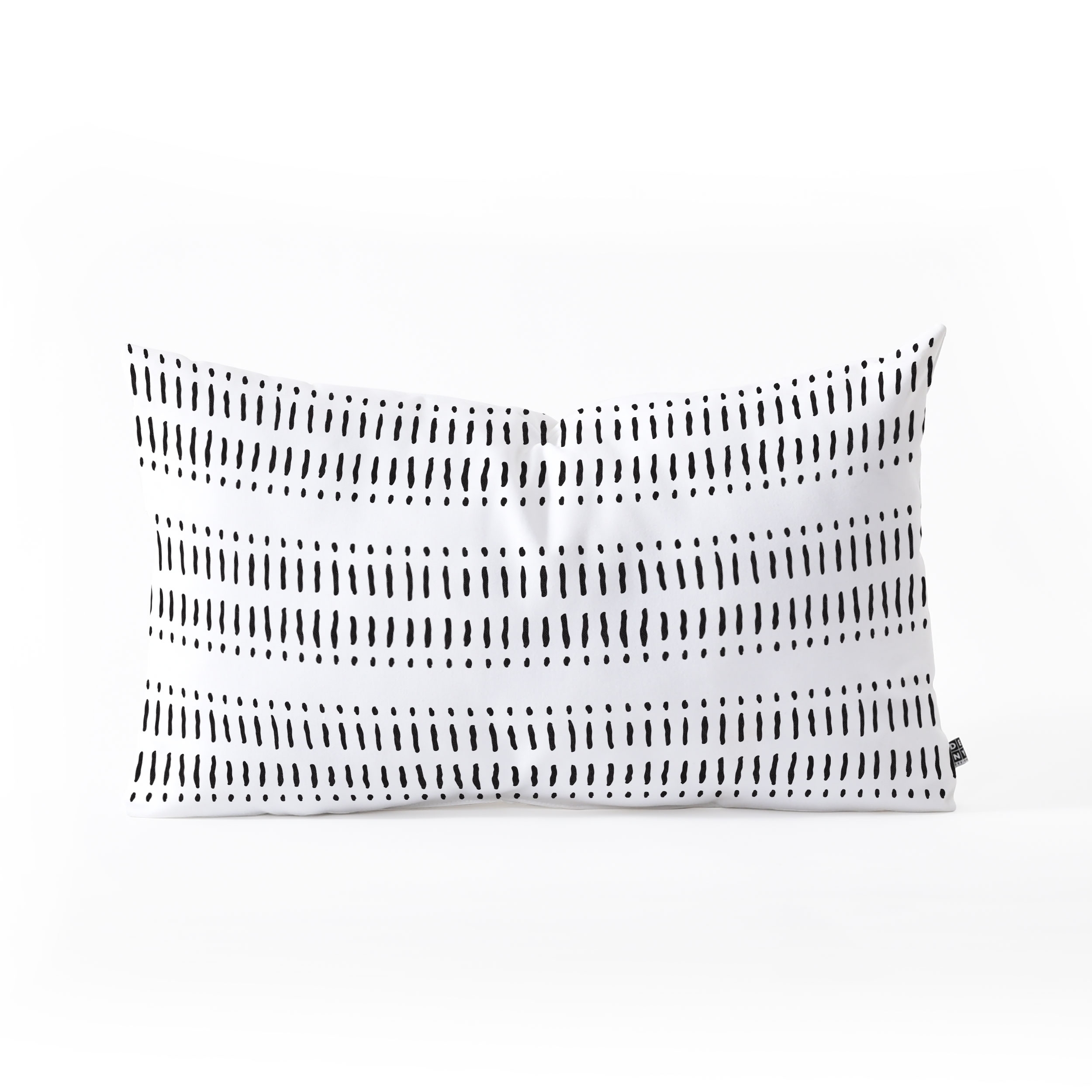 Dash Dot Stripes Black White by Little Arrow Design Co - Oblong Throw Pillow 24" x 13" - Image 0