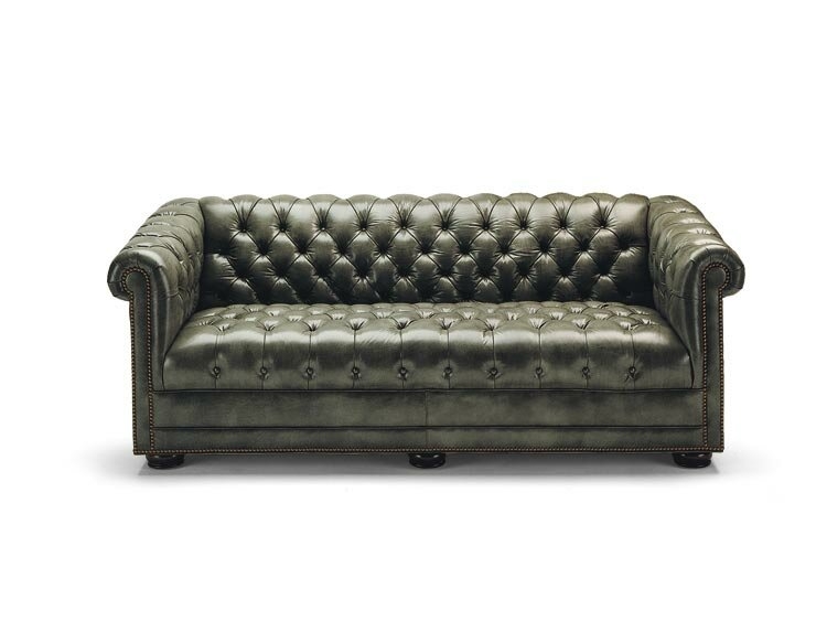 Leathercraft Fully Tufted Sofa Upholstery: Elegance Navy - Image 0