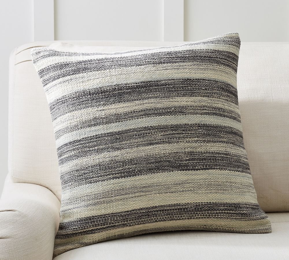 Kaye Textured Striped Pillow Cover, 20 x 20", Charcoal - Image 0