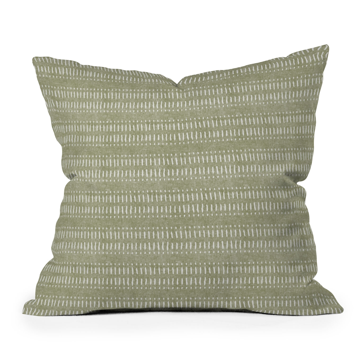 Dash Dot Stripes Olive by Little Arrow Design Co - Outdoor Throw Pillow 16" x 16" - Image 0