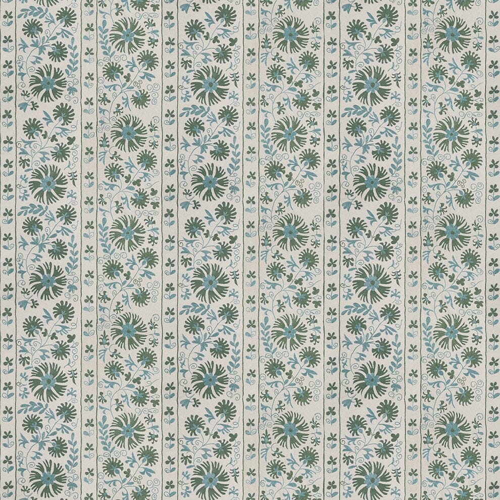 Sage Ribbon Suzani Outdoor Performance Fabric by St. Frank | Green | Printed Width: 54" W Pattern Size: 27" W x 33" V, | Polyester - Image 2