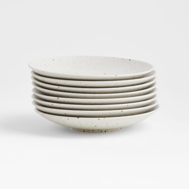 Craft Speckled White Stoneware Coupe Salad Plates, Set of 8 - Image 0