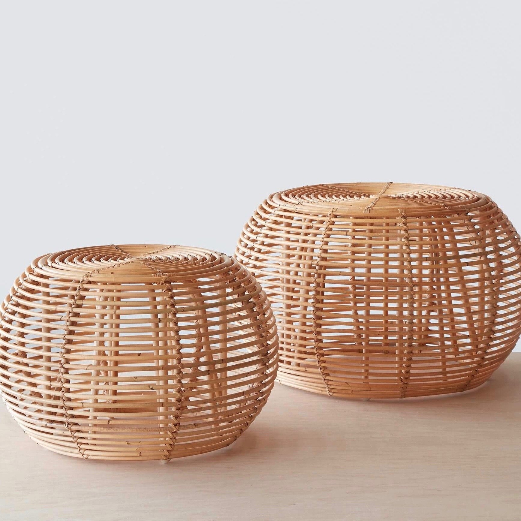 Java Rattan Ottomans - Set of 2 By The Citizenry - Image 0