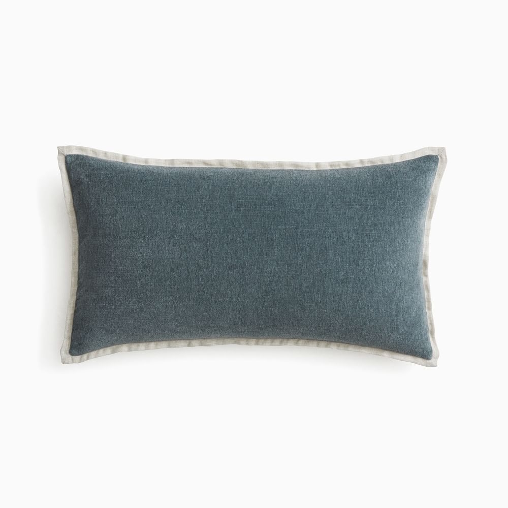Classic Cotton Velvet Pillow Cover, 12"x21", Ocean - Image 0