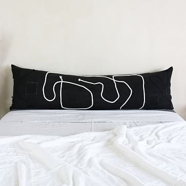 Kaiyo Linework XL Lumbar Pillow, Ivory + Black - Image 1