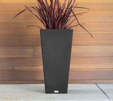 All Weather Eco Hevea Tapered Cube Tall Planter, Black - 14"W x 28"H - Image 2
