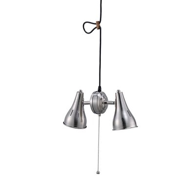 Pendant Ceiling With Metal Cone Adjustable 2 Light, Silver - Image 0