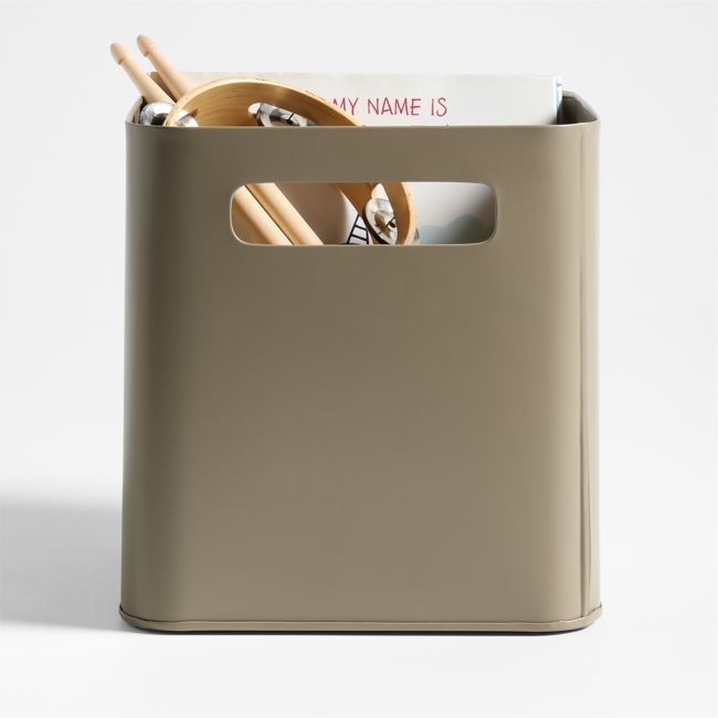 Outline Clay Brown Metal Storage Bin with Handles - Image 0