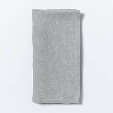 European Flax Linen Napkin, Set of 4, Solid, Platinum - Image 0
