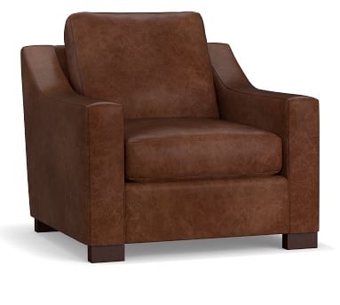 Turner Slope Arm Leather Grand Armchair 43", Down Blend Wrapped Cushions, Legacy Taupe - Image 1