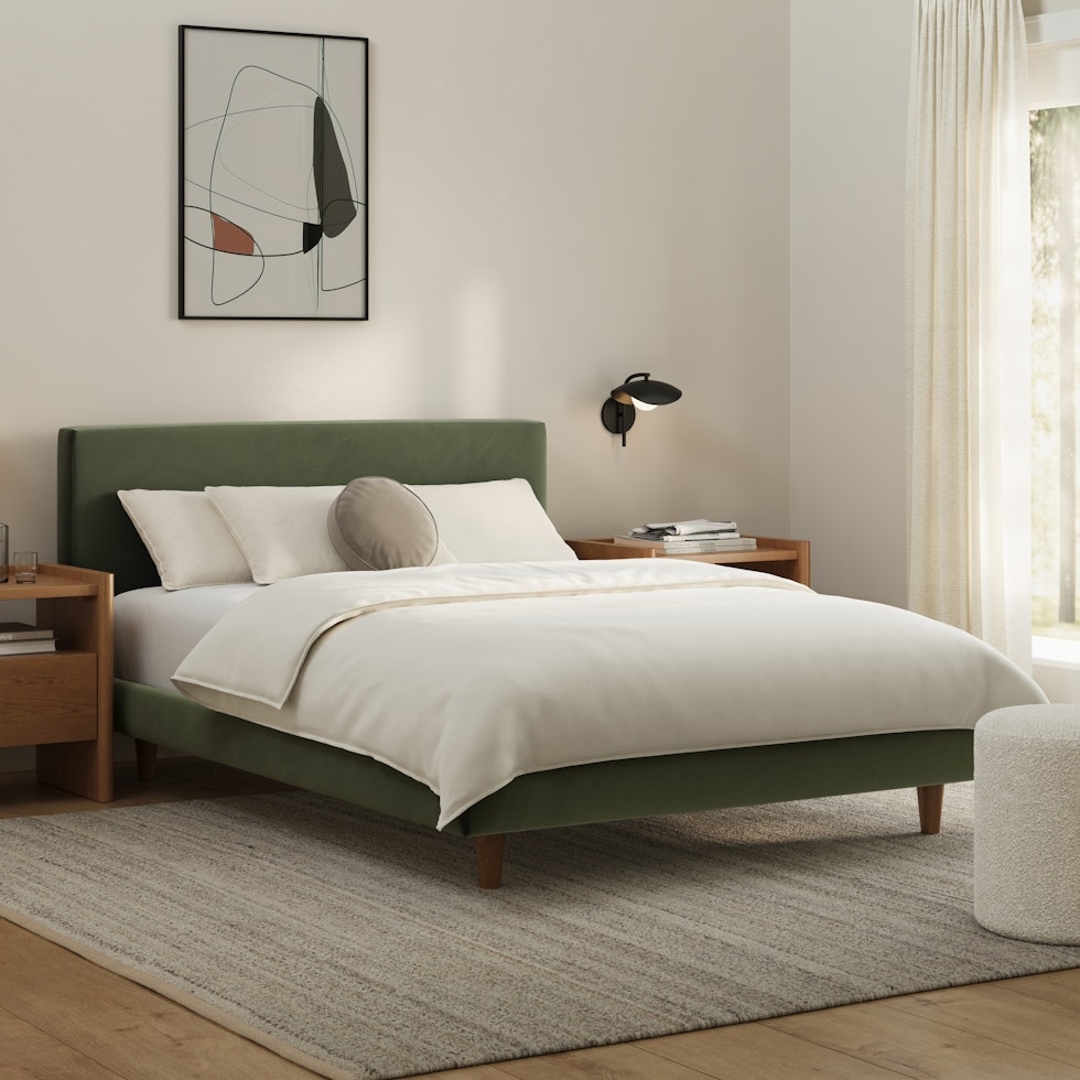 Tessu Full Low Profile Velvet Bed - Hale Fir Green - Image 1