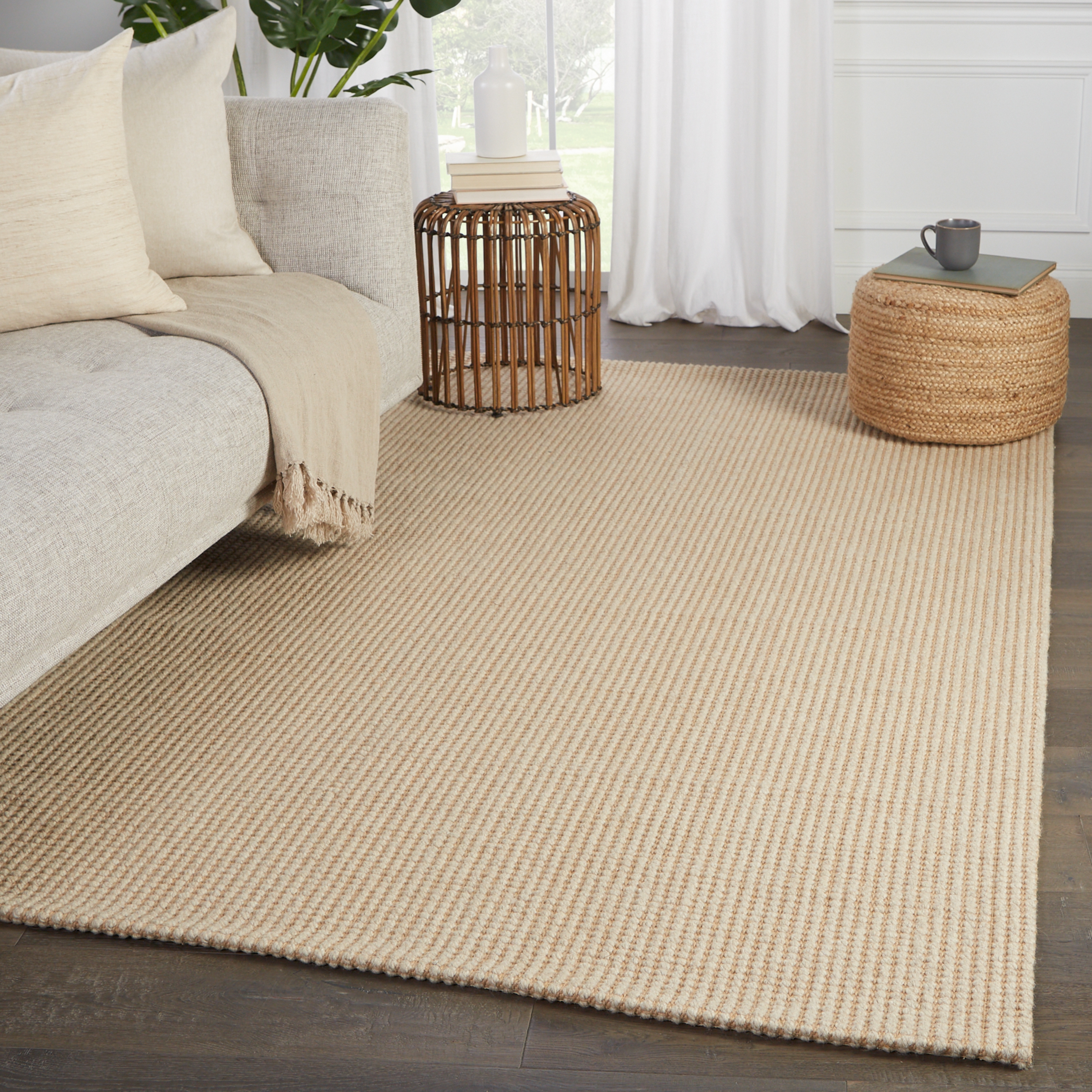 Mahana Natural Trellis Light Gray/ Beige Area Rug (9'X12') - Image 4