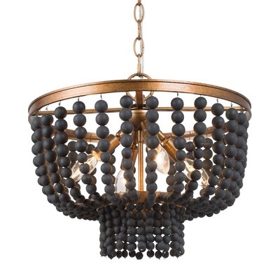 4 - Light Unique Chandelier with Beaded Accents - Image 0