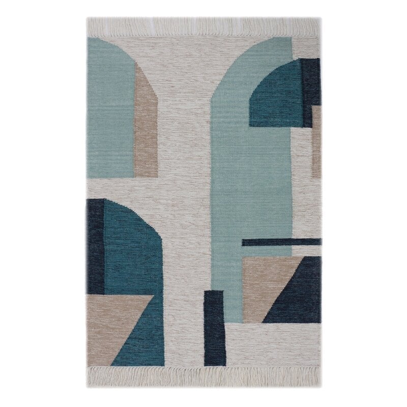 LOOMY Handmade Kilim Blue/Gray/Black Rug Rug Size: Runner 2'6" x 7' - Image 0