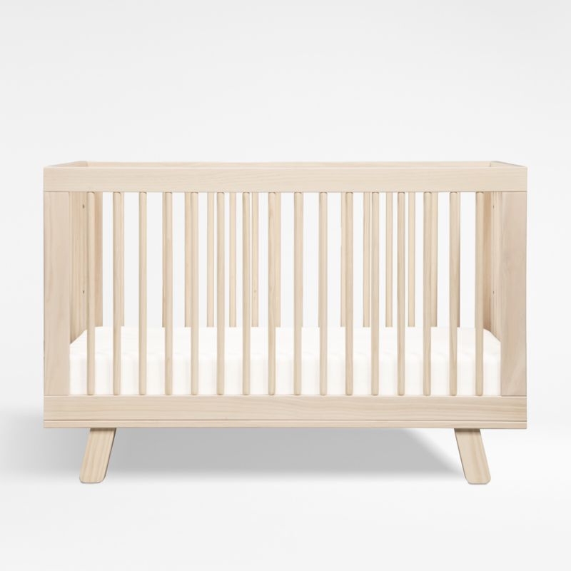 Babyletto Hudson Washed Natural Wood 3-in-1 Convertible Baby Crib with Toddler Bed Conversion Kit - Image 1