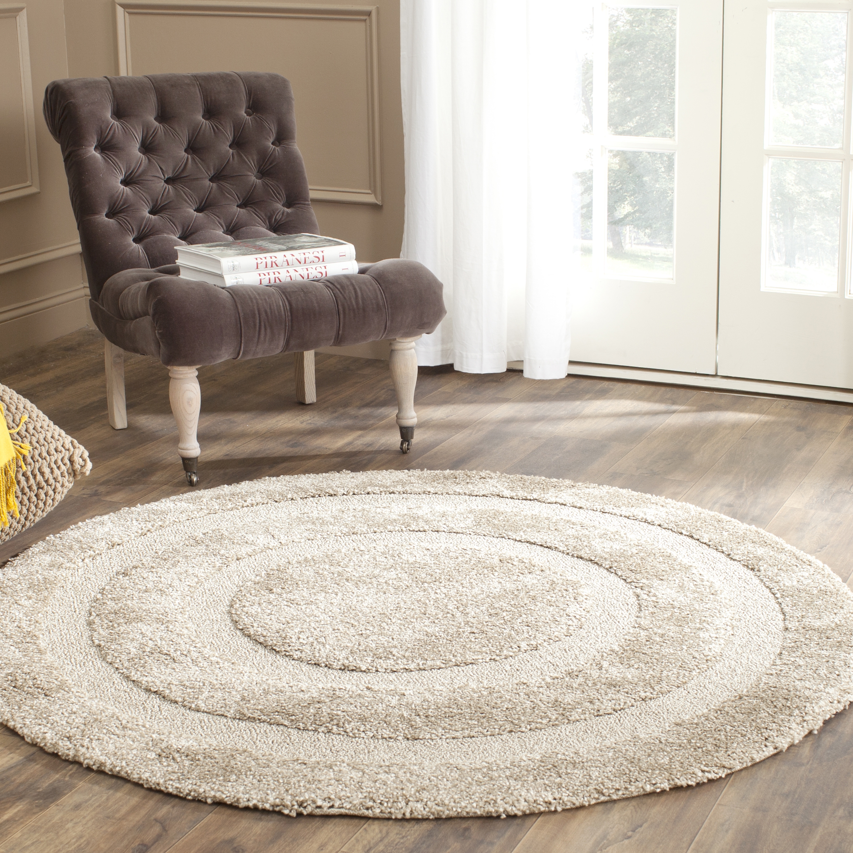 Arlo Home Woven Area Rug, SG454-1313, Beige/Beige,  4' X 4' Round - Image 1