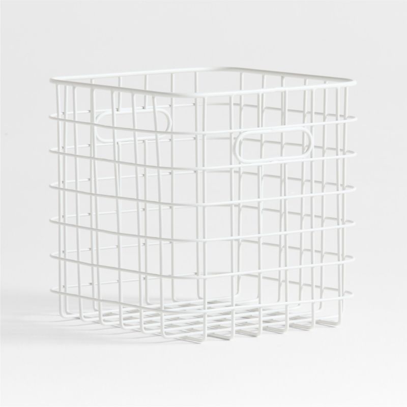Outline White Wire Metal Storage Bin with Handles - Image 2