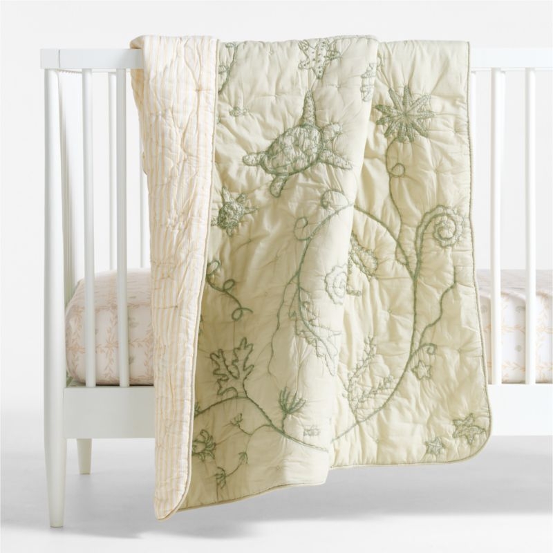 Raphaela Green Seascape Baby Crib Quilt by Jake Arnold - Image 6