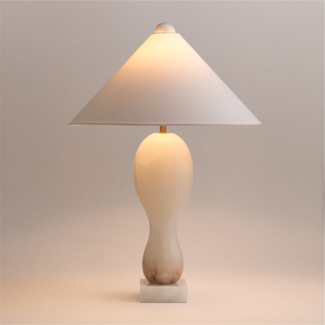 Seraph Alabaster Table Lamp with Fabric Shade 27.2" - Image 0