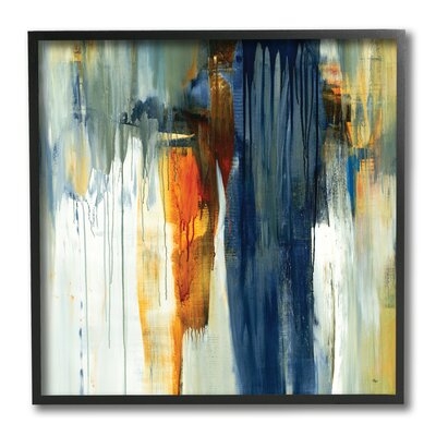 Cascading Blue Green Orange Paint Abstraction - Image 0