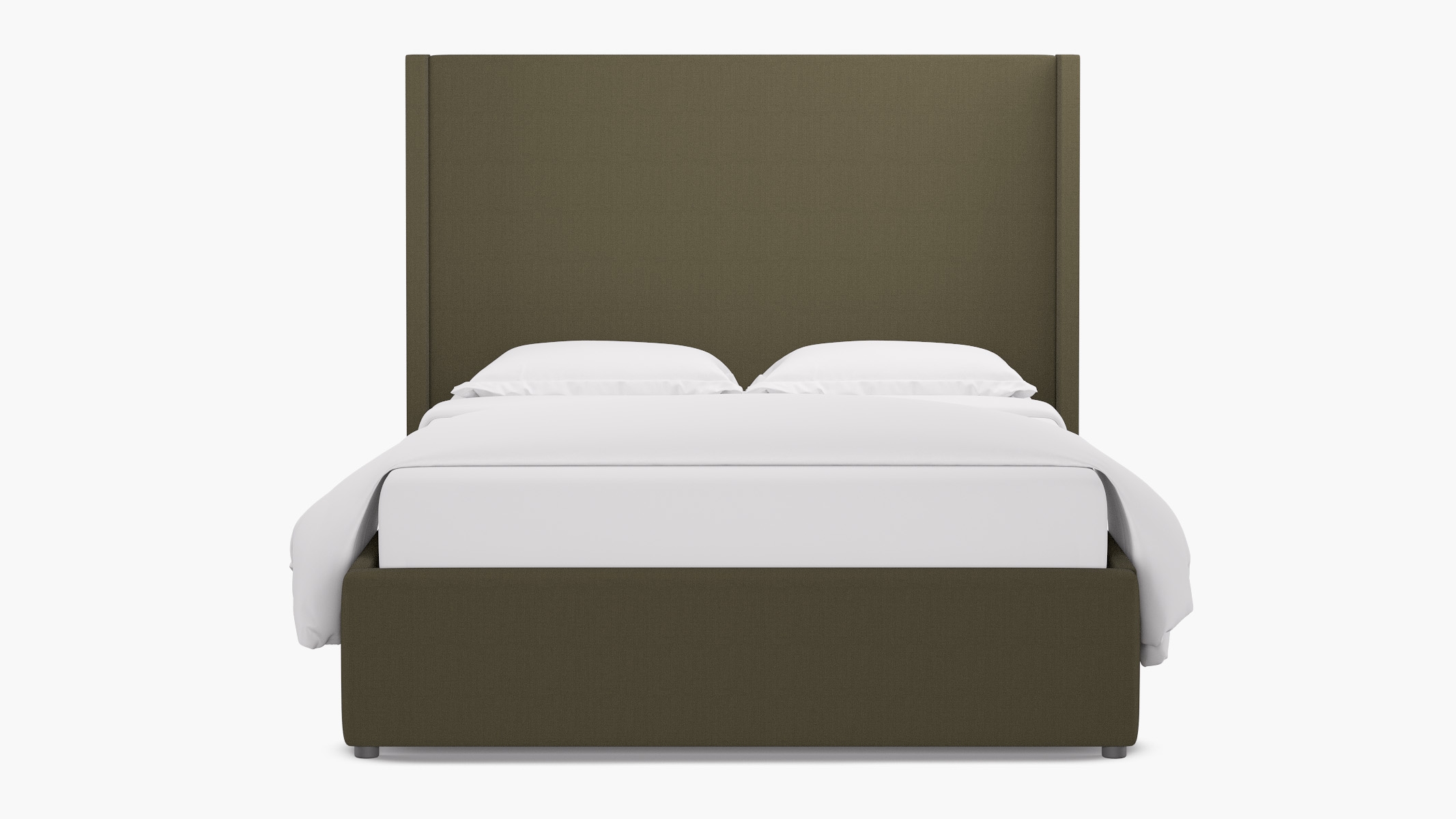 Modern Wingback Bed, Olive Everyday Linen, King - Image 0