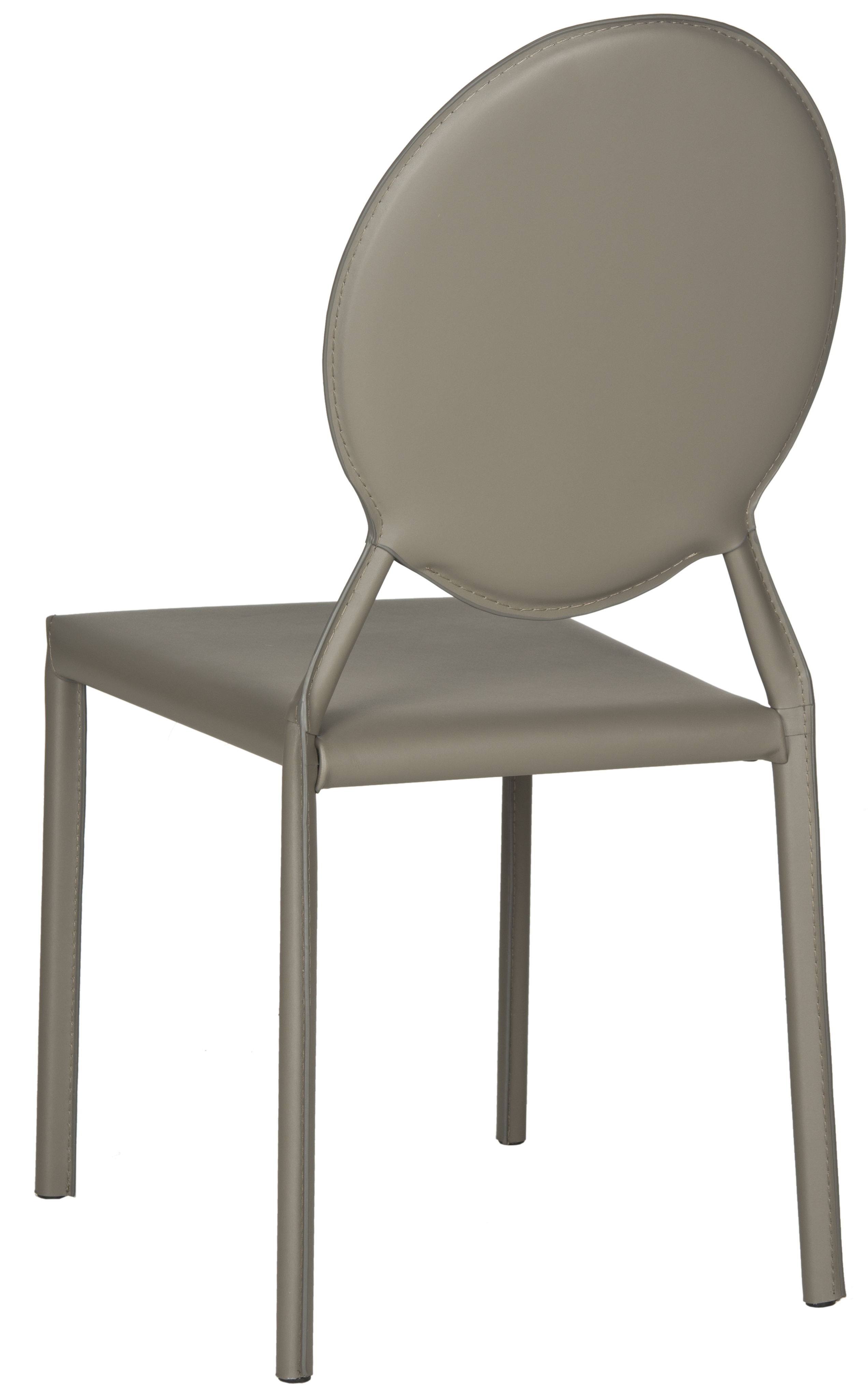 Warner 37''H Round Back Leather Side Chair - Grey - Safavieh - Image 3