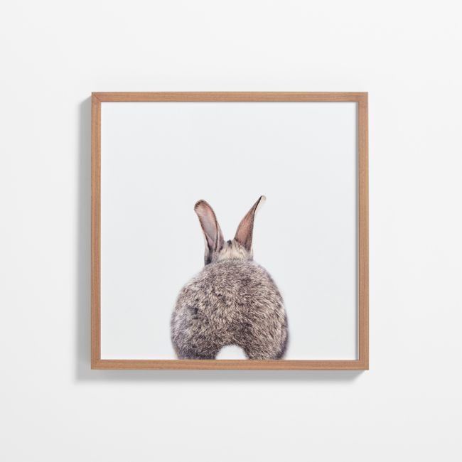 Baby Bunny Tail Walnut Wood Framed Wall Art Print - Image 0