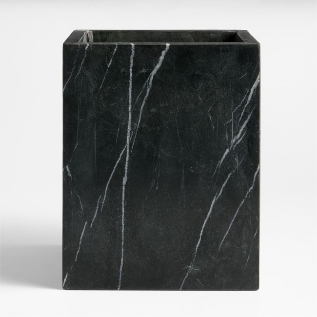 Bleecker Black Marble Trash Can - Image 0