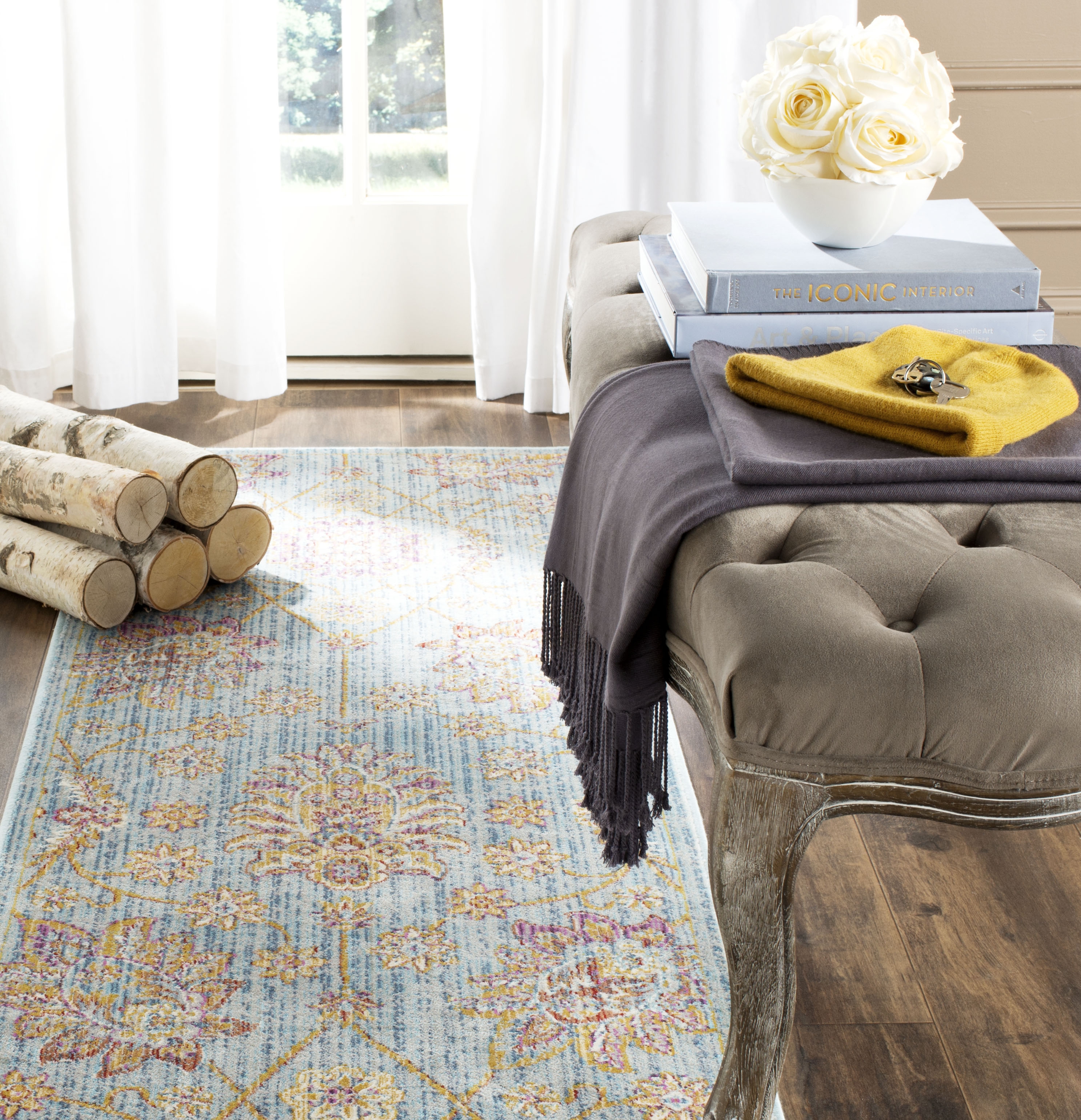Arlo Home Woven Area Rug, SEVB814H, Blue/Multi,  2' 2" X 7' - Image 1